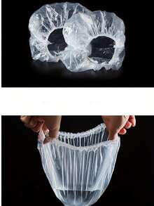 300个/200个/100个装 高品质一次性塑料浴帽 - 透明发网，适用于沐浴、旅行、美发沙龙和水疗中心，实用设计，佩戴稳固 - 無色 - 查看 7