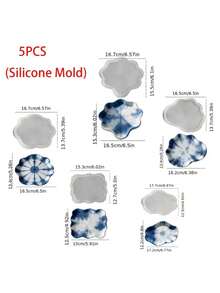 5pcs Resin Epoxy Silicone Mold, Geometric Leaf Shape Coasters & Jewelry Trays DIY - White - View 11