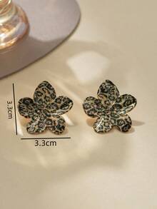 1 Pair Retro Leopard Print Floral Earrings For Women, Suitable For Vacation, Holiday, Party, Event