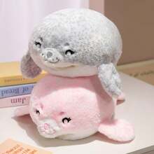 1个可爱海豹毛绒保暖手枕，柔软填充玩偶，卡通海豹保暖手枕，靠垫，午睡枕，适用于卧室、沙发、装饰、生日、感恩节、复活节礼物 - 彩色 - 查看 13
