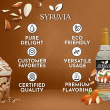 Syruvia Almond Coffee Syrup - 25.4 Fl Oz Premium Coffee Flavoring Syrup - Kosher Syrups, Gluten Free, No Coloring, Perfect For Drinks, Soda, Shakes, Desserts, And More. - 25.4 Fl Oz - View 5