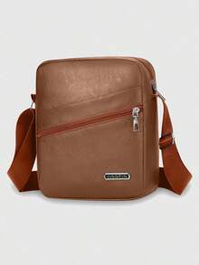 1pc Solid Color Men's Shoulder Messenger Bag, Suitable For Daily Business Commute, Student Backpack, Teenagers, High School And College Students, Practical And Fashionable Men's Messenger Bag, Shoulder Bag, Side Bag, Student Supplies, Autumn Courier Bag, Retro Style Phone Bag - A - View 11