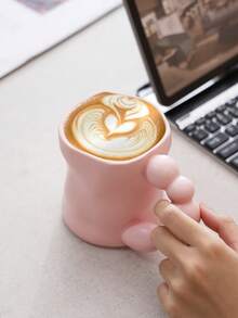 1pc 400ml Ceramic Modern Latte Mug, High-Quality Couple Water Cup, Personalized Milk Malt Breakfast Cup With Creative Latte Art, Suitable For Office, Graduation Party, Homemade Tea Set, Made In China - Multicolor - View 7