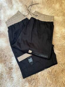 NEW National Cargo Shorts With Men's Drawstring - Blanco y Negro - Ver 3