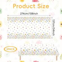 Pedenty 3-Piece 54 X 108 Inch Spring Floral Plastic Tablecloth – Wildflower And Butterfly Design, Disposable Rectangle Table Cover For Garden Parties, Ba By Showers, Picnics, And Spring Decorations - SpringFloral - View 3