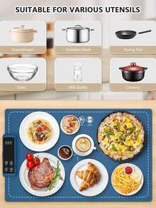 Electric Warming Tray - Whole-Surface Heating, Rollable & Portable, Premium Silicone Nano-Material, 3 Temperature Settings, Auto Shut-Off - Ideal For Gatherings, Parties, And Everyday Use - US A Type Plug(110-127V) - View 5