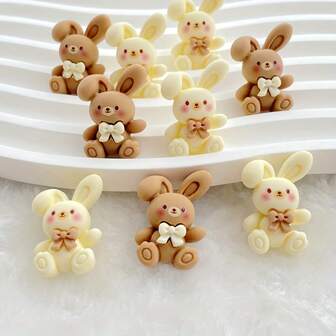 12 st. kanintillbehör i harts och blandade färger, färgglada cabochoner med platta baksidor - för DIY-scrapbooking, bröllopsdekorationer och smyckespyssel - perfekta presentval för alla hjärtans dag, påsk och mors dag