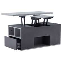 313593594GAA Liftable Multifunctional Coffee Table - Tabletop Opens To 2 Tables, Dark Grey + Light Grey, Large Capacity, Modern Living Room Furniture, Office Dining Table Side Table Multifunctional Table - 灰色 - 查看 11