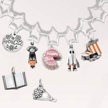 1pc STYLEVER Silver Mischievous Ghost Pendant, Halloween Costume Pendant, Cake Pendant, Handmade Clip-On Pendant For Necklace Or Bracelet, DIY Charm Pendant, Unique Classic Style DIY Pendant, Suitable For Daily, Party And Banquet Decoration - Silver - View 2