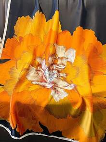 180*90厘米户外防晒披肩，时尚女士轻薄围巾/披肩，防风，花卉百合图案，多种颜色可选：橙色、白色、蓝色、红色、粉色、灰色、藏青色，女士长方形围巾 - 彩色 - 查看 2