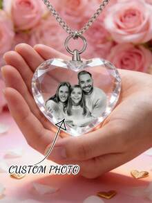 1 Custom Crystal Pendant, Customizable With Images, Printed Craft Ornament Necklace, Valentine's Day Gift/Anniversary Gift/Handmade Gift/Birthday Gift - Multicolor - View 2