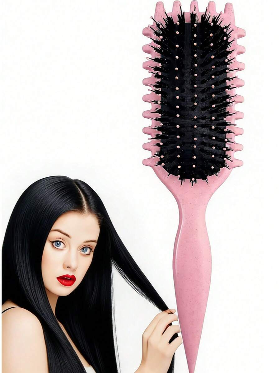 1PCS Wheat Straw Massage Bouncy Comb For Home Styling - Hồng - Xem 1