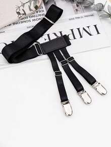 男士衬衫吊袜带（1件/2件装） - 可调节弹力袜式吊带，带防滑夹 - 军装风格 - 均码 - 采用耐用涤纶面料制成（购买1双，请订购2件） - 不锈钢扣 - 适合正装衬衫和正式场合，可调节的衬衫下摆夹和防滑锁扣，可作为男士时尚配饰，塞入裤腰