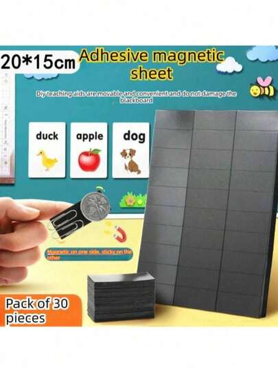 30/60/90pcs/Set Small Adhesive Magnetic Stickers, Multi-Functional Magnetic Sticker Sheets, Suitable For Blackboard, Fridge, Bookmark, Car Decor, Open Classroom Decor, Water-Resistant, Soft Magnetic, Self-Adhesive, No Cutting Required