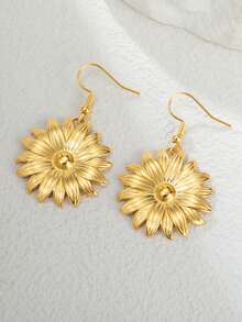 1对时尚女士不锈钢向日葵吊坠耳环，复古耳环，向阳而生，送朋友的礼物 - 時尚系列 - 查看 7