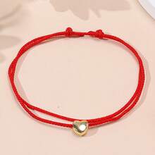 سوار ذو طبقتين بتعليقة قلب، شمسية، نجمة خماسية بتصميم بسيط، مناسب للأزواج والأصدقاء والمناسبات والاستخدام اليومي - الأحمر - مشاهدة 9