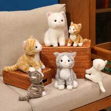 30cm/ 11.81in Cute Simulation Cat Plush Toy Family Companion Sleep Pillow Soft Stuffed Animal Throw Pillow Simulation British Shorthair Cat Toys Gifts(Not Animal Fur) Halloween Christmas Gift - Multicolor - View 6