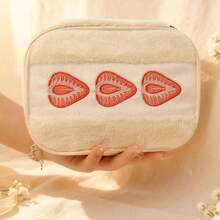 1pc New Cute Strawberry Sandwich Pencil Case, Student Cosmetics Storage Bag, High Aesthetic Value, Large Capacity, Multifunctional Storage Bag - Multicolor - View 9
