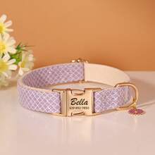 Customized Daisy Pendant Nylon Pet Collar With Engraved ID Tag, Adjustable Anti-Lost Collar, Matching Leash, Personalized Gift - Multicolor - View 13
