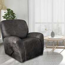 Trugenix-Recliner Sofa Covers - Leather Like Recliner Sofa Covers 3 Seater Recliner Couch Covers For 3 Cushion Couch 8 Pieces Washable Stretch Reclining Sofa Slipcovers (Brown)-GP - 02-卡其色 - 查看 8