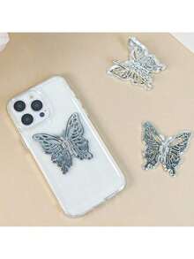 蝴蝶手机支架，镀铬粘性桌面/平板电脑支架，新款豪华款