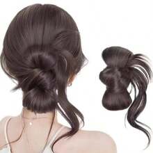 LYSW 凌乱发髻假发配羽毛花朵发夹，慵懒复古发髻发型，蓬松人造发髻夹式发饰度假发夹时尚爪夹优雅发夹