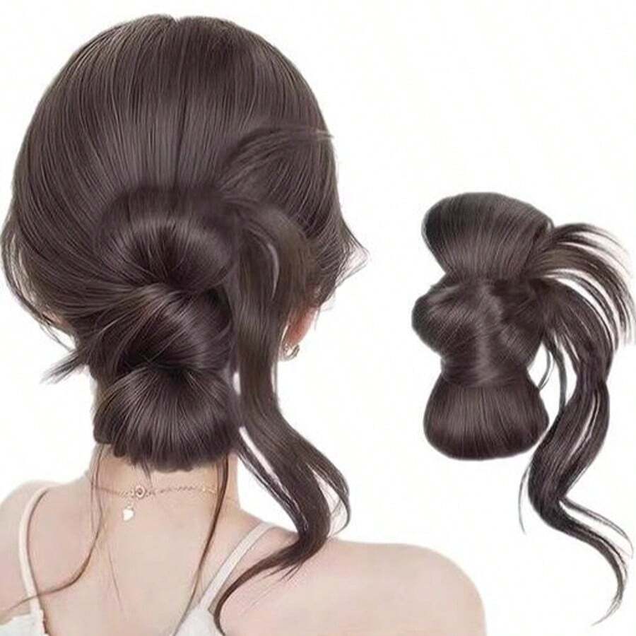 LYSW 凌乱发髻假发配羽毛花朵发夹，慵懒复古发髻发型，蓬松人造发髻夹式发饰度假发夹时尚爪夹优雅发夹