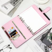 A5 6 Ring Refillable Binder, PU Leather Budget Planner Organizer, Magnetic Closure - Perfect For Daily Planning & Finance, Fits A5 Loose Leaf Paper, Laser Rose Gold - LaserRoseGold - View 7
