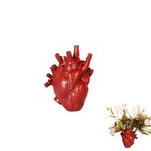 CURTEK Decorative Flower Vase For Home Decor 6.3 X 4.3 Inch Creative Heart Art Resin Vase Human Heart Shaped Vase Statue For Home Decor Craft Ornaments Creative Gift (Red) - 紅色 - 查看 2