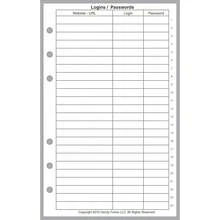Compact Size Login Password List, Sized And Punched For Franklin Covey Compact And Other Notebooks (4.25\ X 6.75\) - LoginPasswordList - View 1