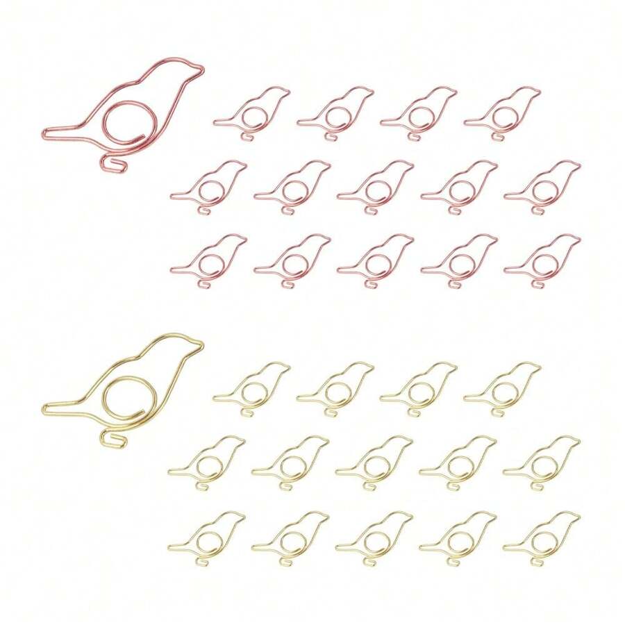 30pcs Bird Shape Paper Clips With Clear Box, Rose Gold And Yellow Gold, Funny Cute Paperclips Bookmarks Planner Clips For Fun Office Supplies Schoolsss Gifts Wedding Decoration … - Chim 30 cái - Xem 1