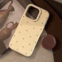 GUCADI 1pc Mocha Brown Milk Bubble + Milk Foam Holder High-End Holder Compatible With IPhone 17, Apple 15 Phone Case, Autumn/Winter, Retro, Personalized, Geometric, European And American Style, Minimalist, Niche, Ins Style - Creamy Yellow - View 12