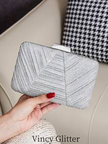 Elegant Pleated Glitter Clutch Bag, Suitable For Banquet, Party, Daily Outing, Date, With Shoulder Chain