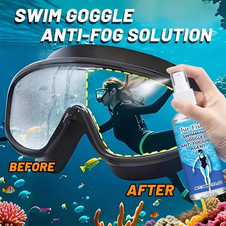 Spray Antiniebla Lentes Gafas Goggles Natación Visión Clara Duradero Aplicación Fácil - Azul - Ver 1