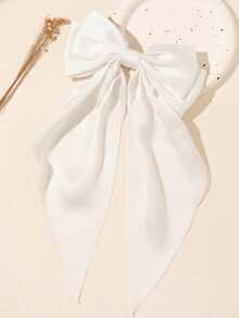 1 chiếc kẹp tóc nơ trắng, phụ kiện tóc nữ, kẹp tóc nơ ruy băng, kẹp tóc nơ satin dài, phụ kiện trang trí tóc dự tiệc, quà tặng mùa hè, kẹp càng cua, ghim cài tóc, quà tặng Ngày của Mẹ - trắng - Xem 5