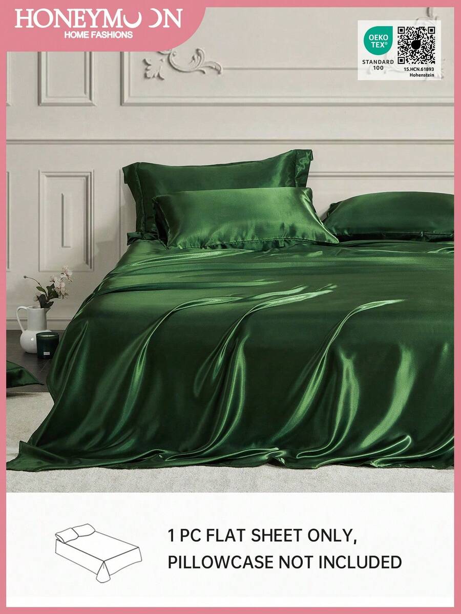 1件装高级丝滑缎面床单，柔软透气，不易起皱，提升睡眠质量，奢华酒店风格，送给父母朋友的理想礼物，深口袋设计，柔软透气，适用于各种尺寸的床——单人床、双人床、特大号床、大号床，通过Oeko-Tex认证