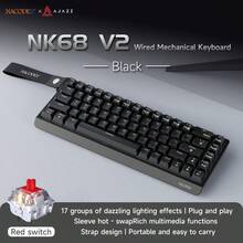 Teclado mecánico de juego AJAZZ 65% Mini, interruptor rojo, 68 teclas compacto con cable para oficina, NK68 V2 retroiluminación RGB, sensación mecánica ergonómica, accesorio de oficina, plug and play DIY, compatible con varios sistemas para juegos y oficina - Multicolor - Ver 18