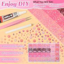 14000Pcs Pink Flatback Rhinestones And Pearls For Bedazzling Kit, 2-6mm Resin Gems Bedazzling Rhinestone, 4-10mm Flatback Pearls Gems Rhinestones For Crafting DIY Face Makeup With Tweezers - S1 - View 4