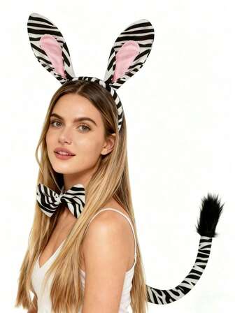 Newly Launched, Highly Popular, Fashionable, Unique, Animal-Themed Cute Zebra Ears Accessory For Dance Party Headwear, Stage Performance, Party Makeup, Costume, Props, Hair Accessories, Headbands