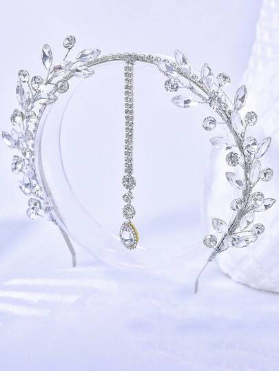 1pc Luxury Crystal Headband, Elegant Crystal Pendant Hairpiece For Women, Suitable For Wedding, Bride, Party, Holiday, Prom, Celebration