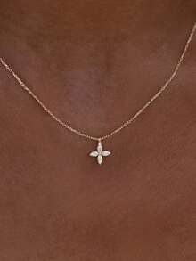 1pc Elegant Minimalist Inlaid Cross Pendant Necklace, Suitable For Daily Wear - one-size - View 5