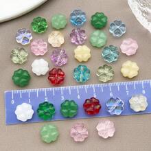 30/50pcs 10mm Clear Faceted Acrylic Four-Leaf Clover Beads With Holes For DIY Bracelet & Phone Strap Making, Lucky Charm Accessories.