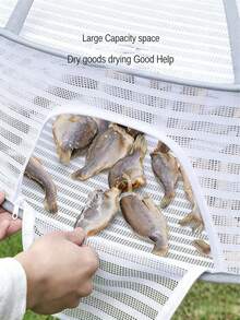 Foldable Drying Rack With Windproof And Insect-Proof Net Cover, Heavy Duty Collapsible Clothes Drying Rack With Zipper Closure, Space-Saving Mesh Drying Rack With Handle, Suitable For Herbs, Vegetables, Fish And Fruits, Applicable For Home, Camping And Gatherings, Easy To Clean Fabric Structure - Multicolor - View 3