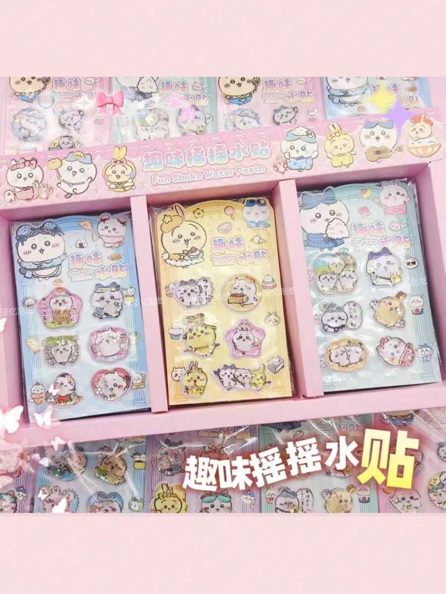 创意儿童奖励：幼儿园和小学礼物、生日礼物、卡通摇晃互动水贴纸、减压贴纸和装饰贴纸，完美适用于水瓶、键盘、桌面等，儿童激励产品、3D剪贴簿贴纸、玩具手机壳、DIY水杯贴纸、可爱Gooka贴纸 - 彩色 - 查看 1