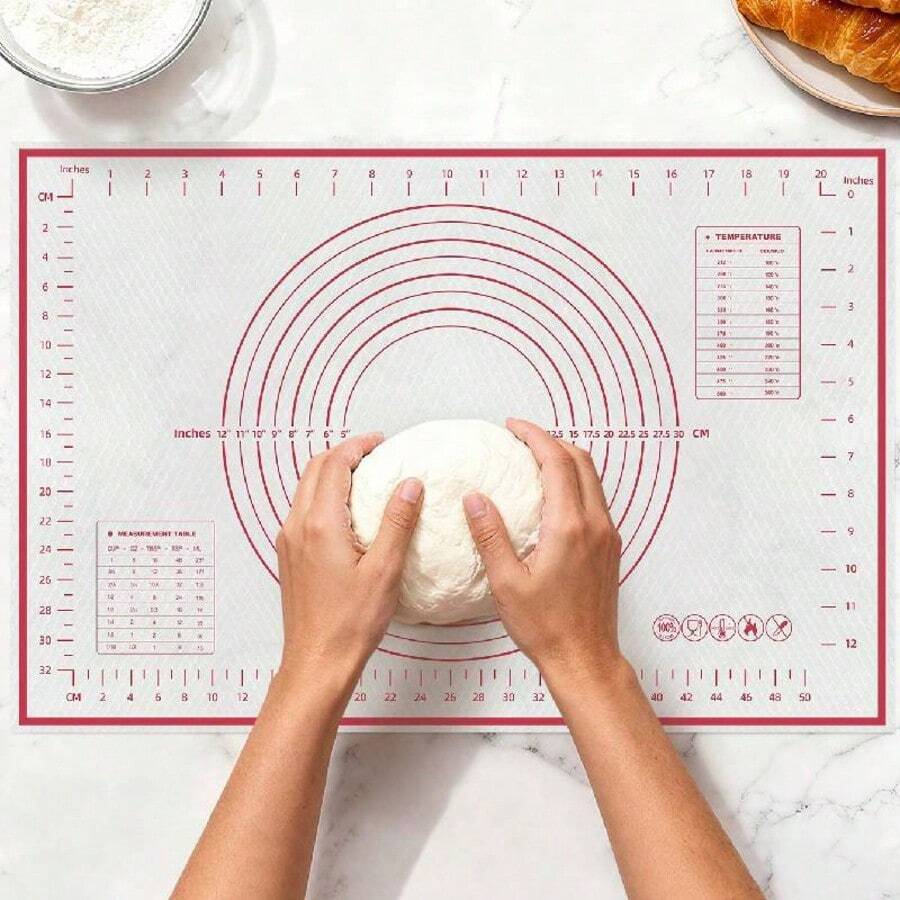 1pc Checkered Kneading Mat, With Concentric Circle Markings For Precise Measurement, Foldable & Rollable Design For Easy Storage. Suitable For Bread Proofing, Pizza Shaping, Cookie Cutting And Various Baking Scenarios. Material, And Easy To Clean, Enhancing Your Cooking Experience And Kitchen Aesthetics. - - - View 1