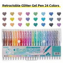 Nouveaux stylos-gel à bouton-poussoir colorés, ensemble de 12/24/36 couleurs de stylos-gel rétractables et effaçables, convient aux étudiants, au dessin, au marquage, séchage rapide, sans bavure, fournitures de papeterie et d'art - Multicolore - Voir 15