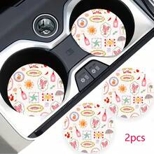 2pcs Car Cup Coaster Stylish & Durable Fast-Drying Non-Slip Car Cup Mat - A - View 3