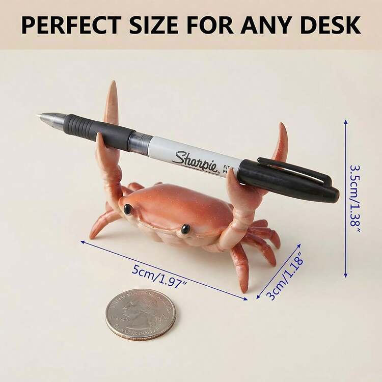 Cute Weightlifting Crab Pen Holder Funny Desk Organizer - màu nâu - Xem 3
