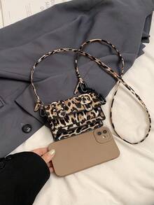 Mini Leopard Print Contrast Color Fashionable Crossbody Bag For Women, 2026 New Bag Tie Dye Shoulder Bag - Khaki - View 12