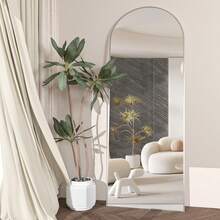 CASSILANDO Full Length Mirror 64"*21" Floor Mirror, Standing Mirror Smooth Arched Top Mirror, Large Arched Mirror, Bedroom Living Room Wall Mirror, Black,Gold - 銀色 - 查看 2